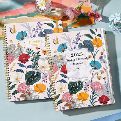 2025 Planner - Planner 2025 Weekly and Monthly, 9" X 11", Jan. 2025 - Dec. 2025, 2025 Hardcover Planner Spiral Bound, 12 Monthly Tabs, Elastic Closure