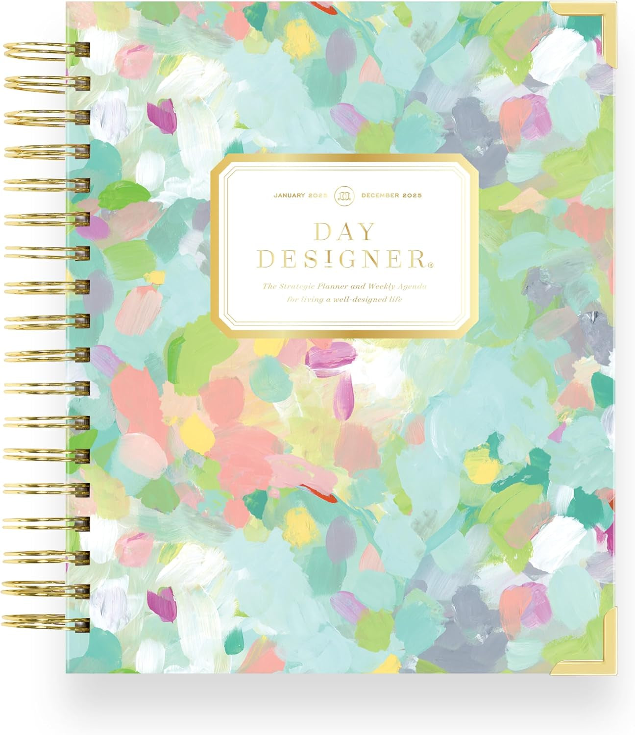 2025 Weekly Planner – Premium Planner for Stylish Organization. Combines Weekly & Monthly Calendars, Daily Schedule, Notes Pages, Goal Setting, Stickers, Pocket & More. Elegant Laminated Cover with Gold Accents (Monet Design)