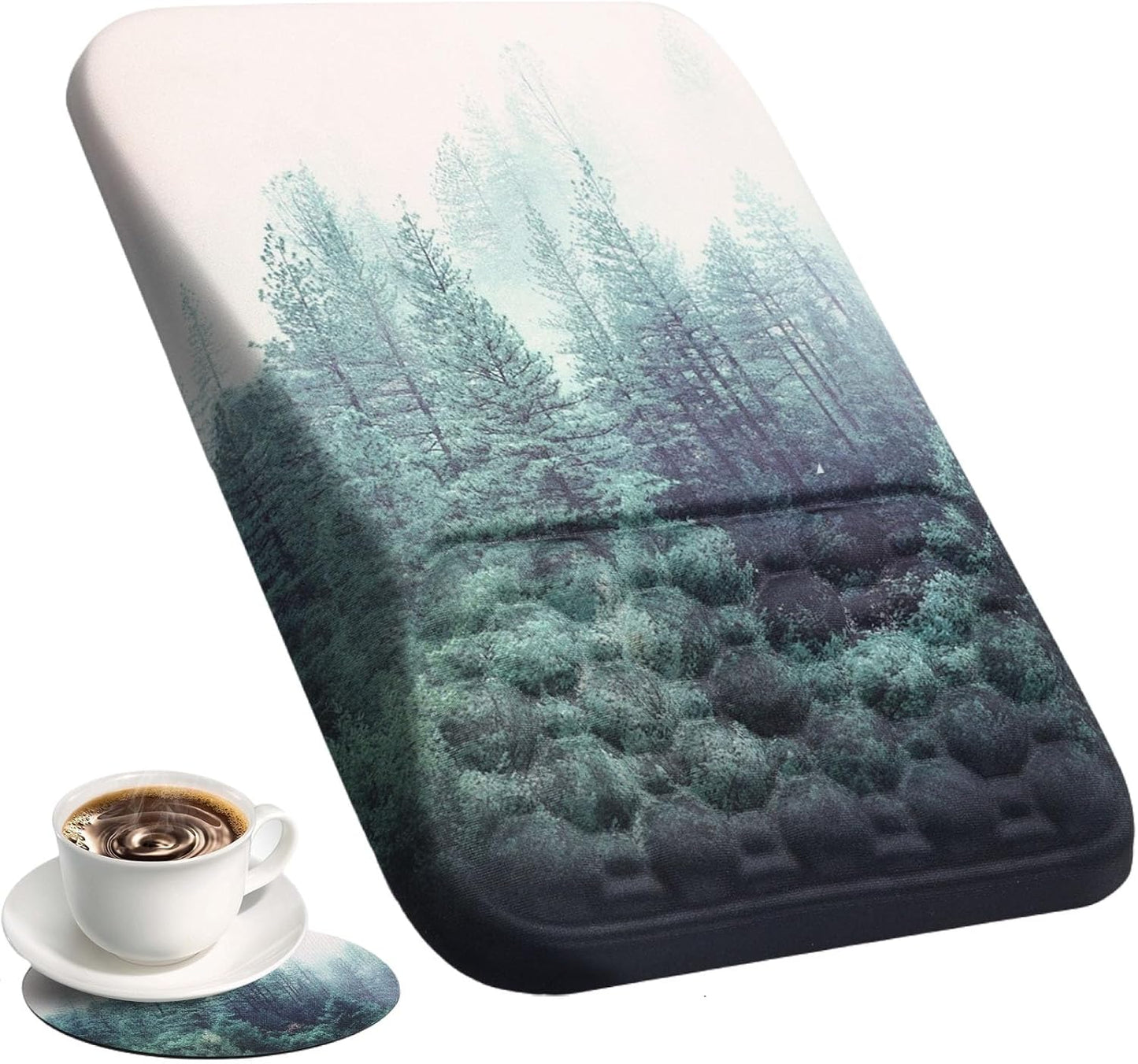 Ergonomic Mousepad and Keyboard Wrist Rest Pad Green Forest Set