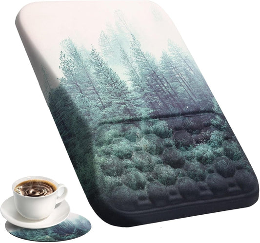 Mousepad with Wrist Rest Ergonomic Computer Comfortable Pain Relief Mouse Pad Wrist Support Green Forest Pattern