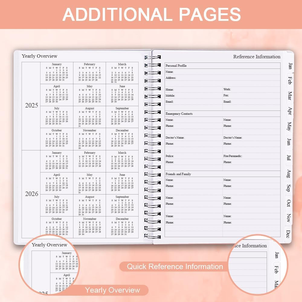 2025 Planner - Weekly & Monthly Planner Runs Jan 2025 to Dec 2025, 6.25" X 8.25", 12 Monthly Tabs, 14 Notes Page, Plastic Pocket, Flexible Cover with Twin-Wire Binding, Twig Planners 2025