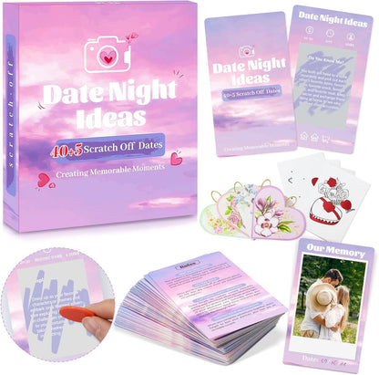 45 Date Night Ideas Card for Couple-Date Night Fun with Scratch off Card Game - Perfect Wedding & Anniversary Couples Gifts for Wife Husband - Unique Date Ideas Deck for Him and Her