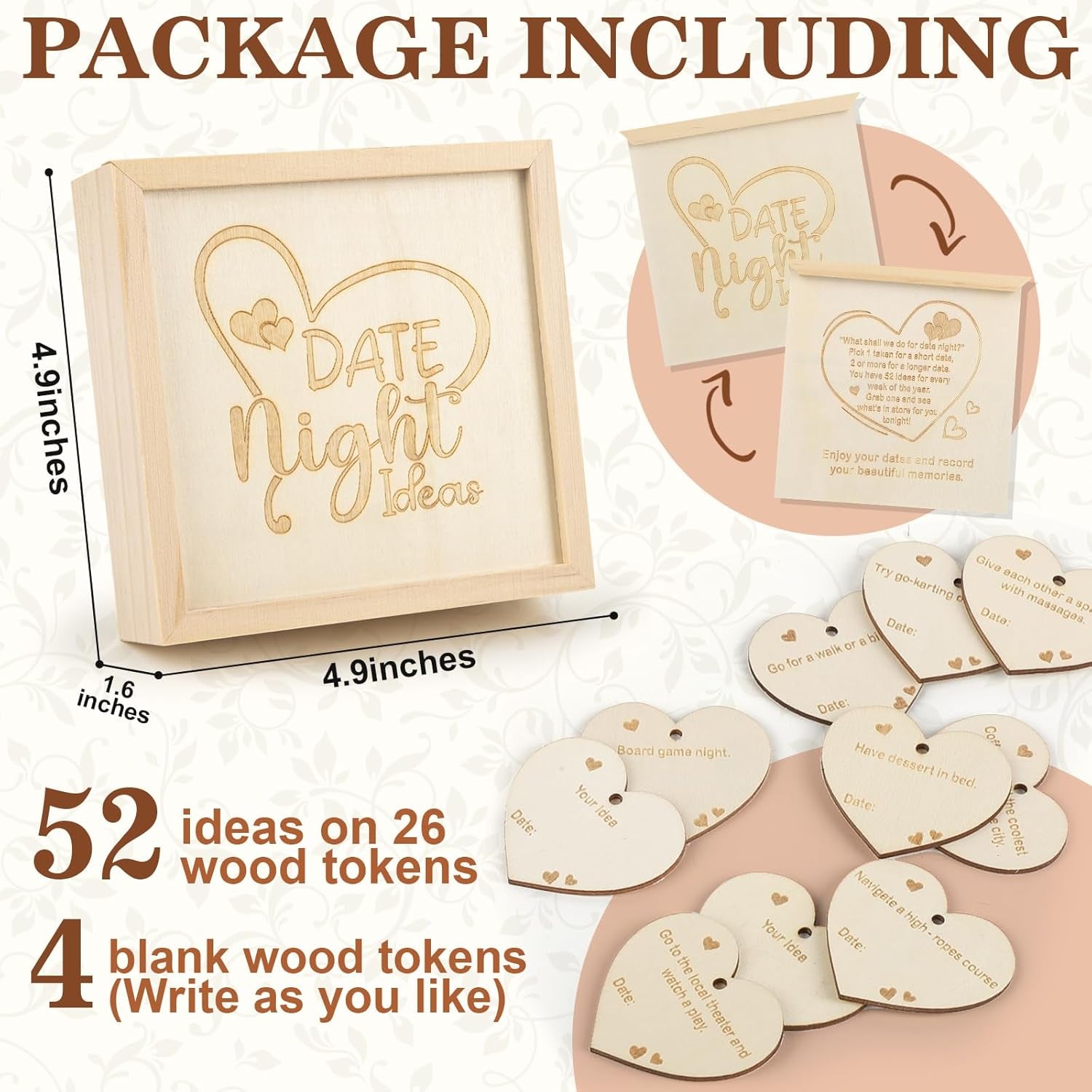 60 Couple Date Night Ideas, Wooden Date Night Games for Couples, Date Night Activities Wood Box, Couple Gifts Ideas for Valentines Day