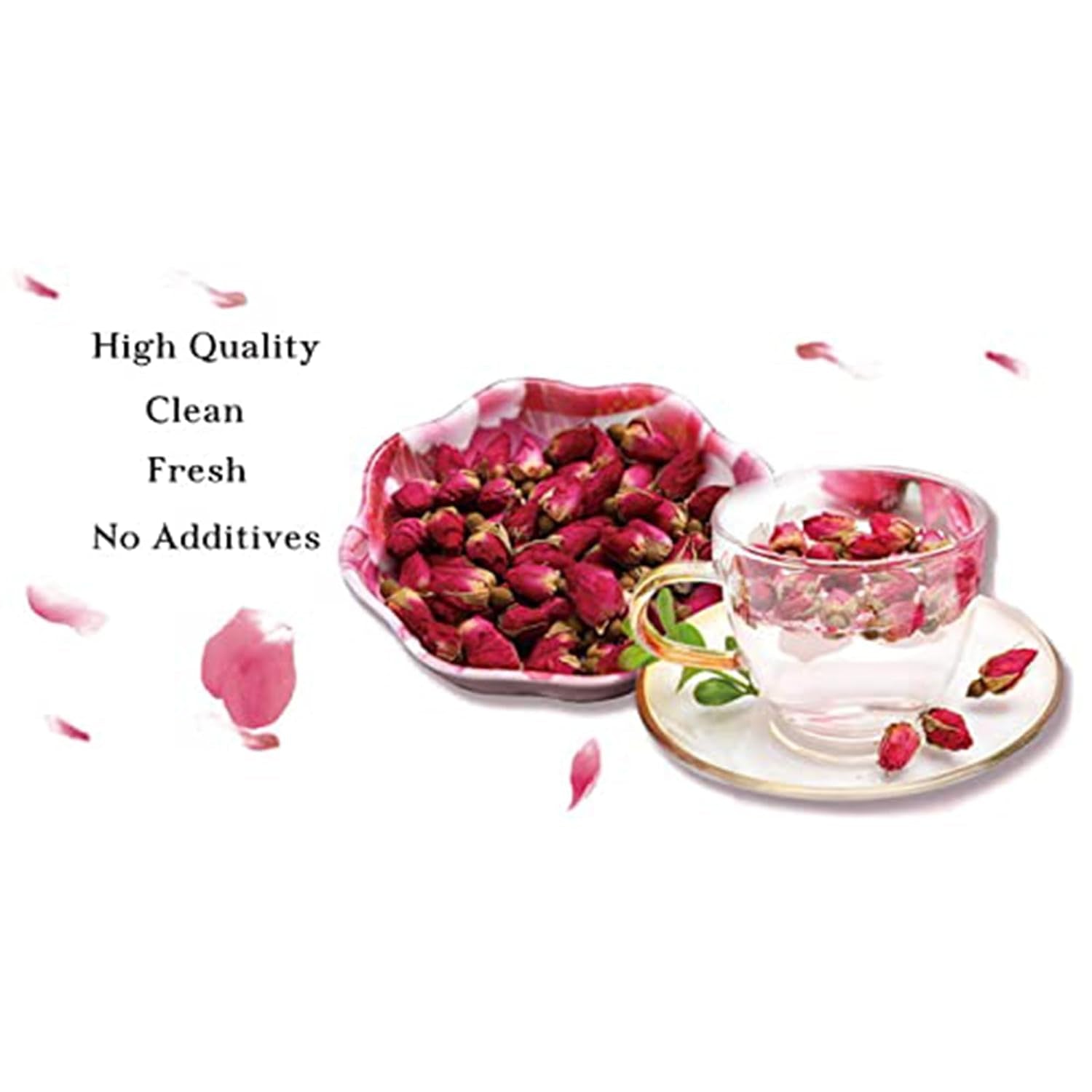 Rose Tea Loose Leaf, Primium Dried Rose Buds, Food Grade Rose, Rose Herbal Tea, Caffeine Free, 4 Ounce Pack of 1