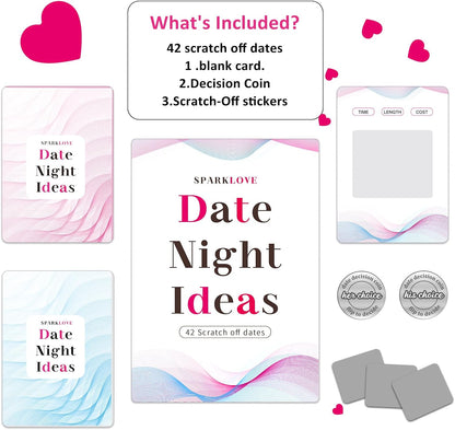 Couple Gifts-Date Night Ideas Cards, 42 Romantic Scratch off Date Card Gifts for Couples, Gifts for Girlfriend and Boyfriend, His or Her Gifts, Gifts for Wife, Husband, Valentine'S Day Gifts