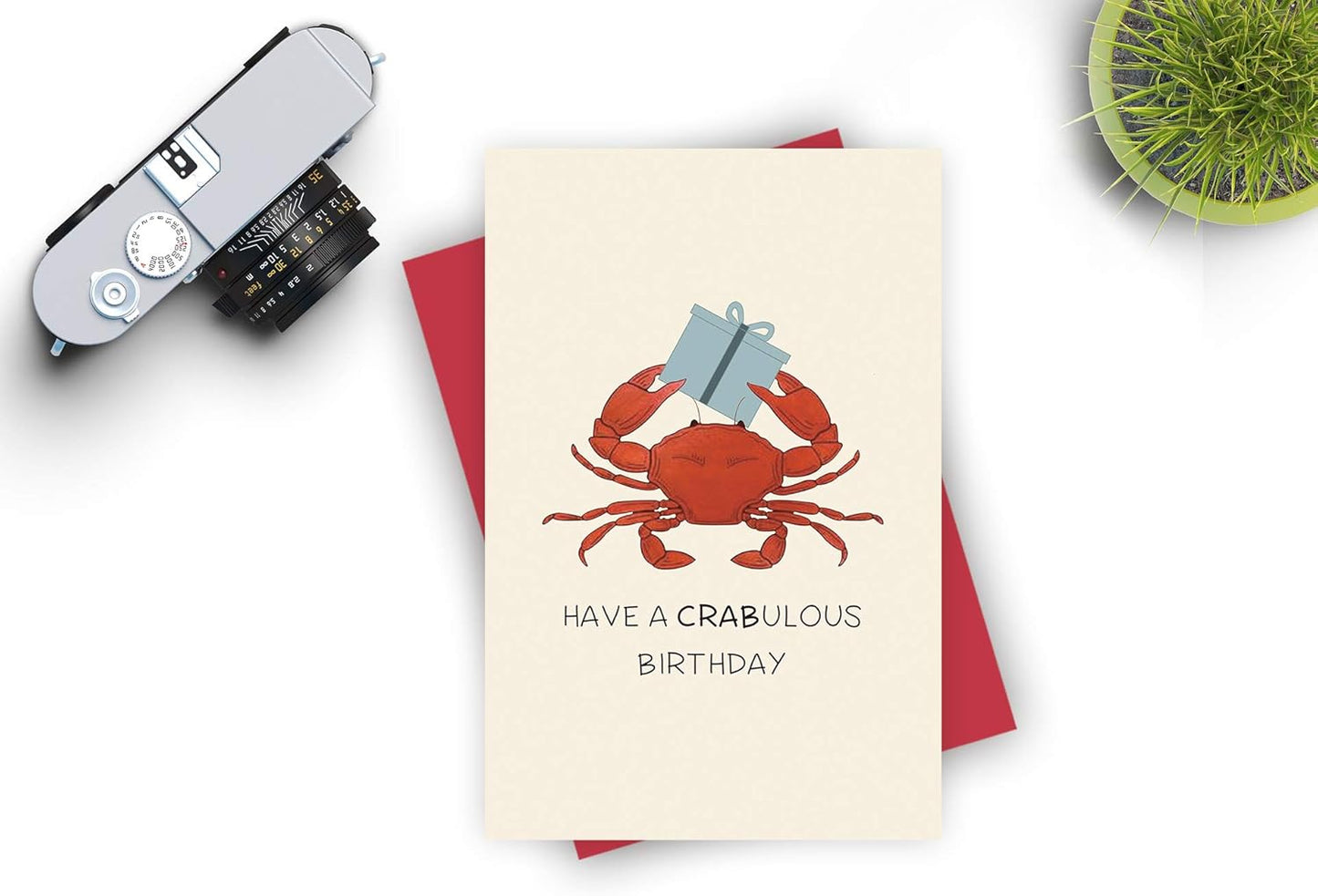 Funny Birthday Card, Crab Birthday Card for Uncle Aunt Him Her, Pun Animal Bday Card, Have a Crabulous Birthday