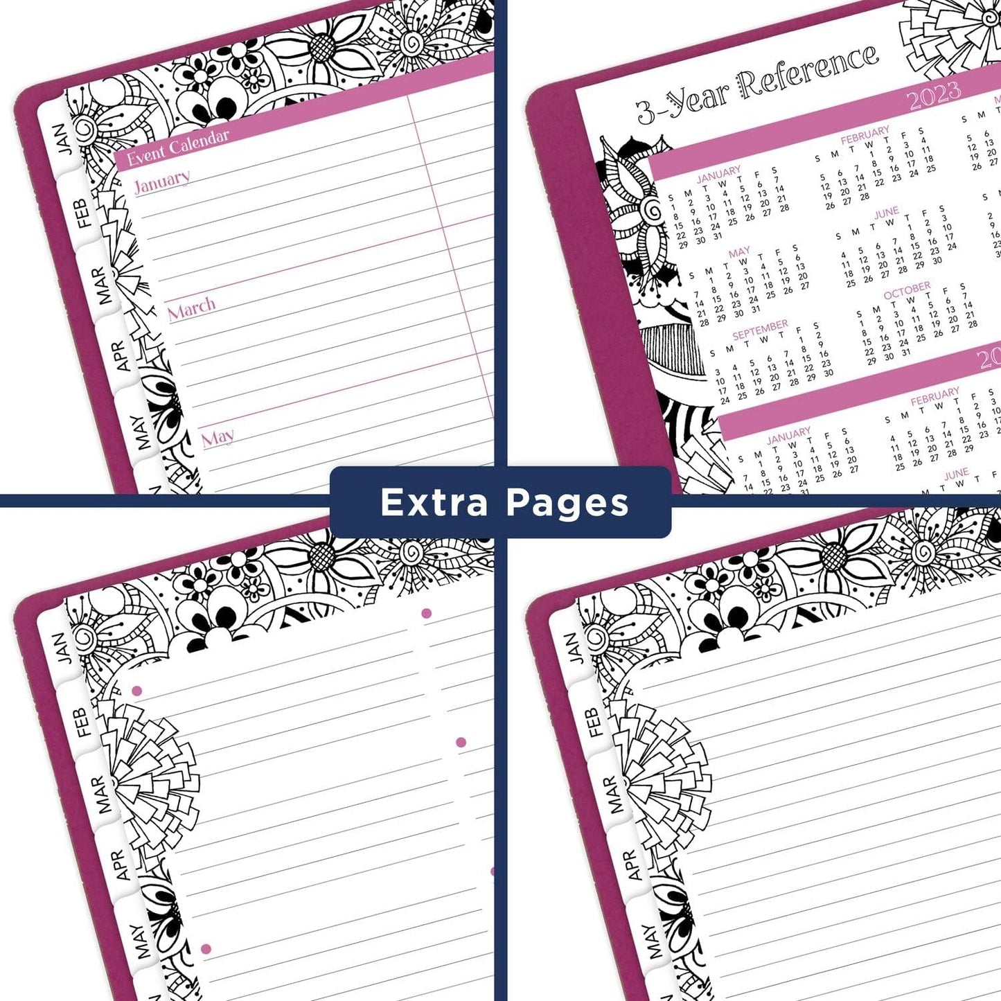 2024 Weekly & Monthly Appointment Book, 8-1/2" X 11", Large, Premium, Floradoodle, White, Black (589-905-24)