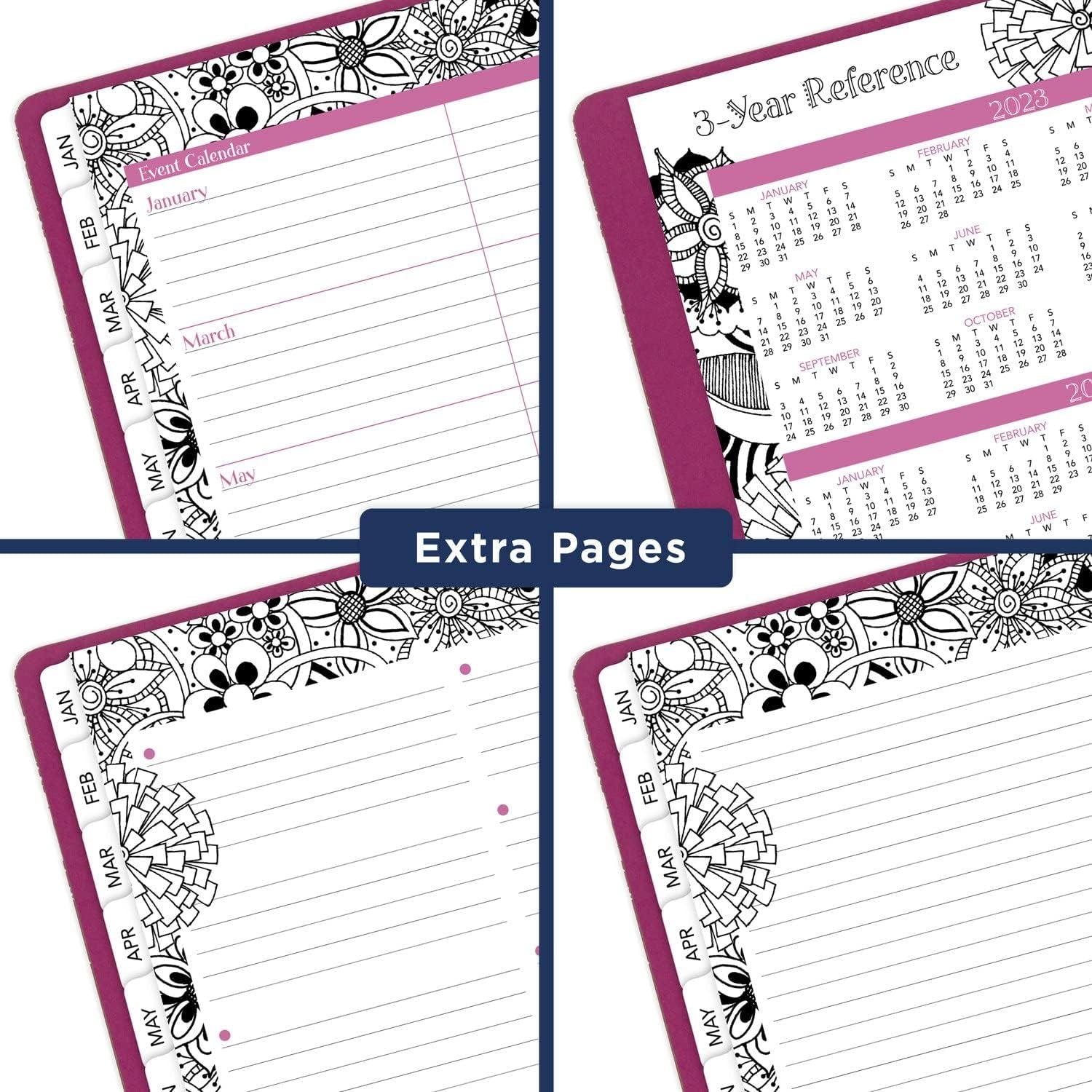 2024 Weekly & Monthly Appointment Book, 8-1/2" X 11", Large, Premium, Floradoodle, White, Black (589-905-24)