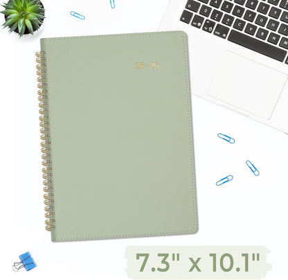 2025-2026 Monthly Planner 7.3"X10.1" - 2-Year (Jan 2025 - Dec 2026), Vegan Leather Cover Monthly Planner Year Calendar, Sage Green