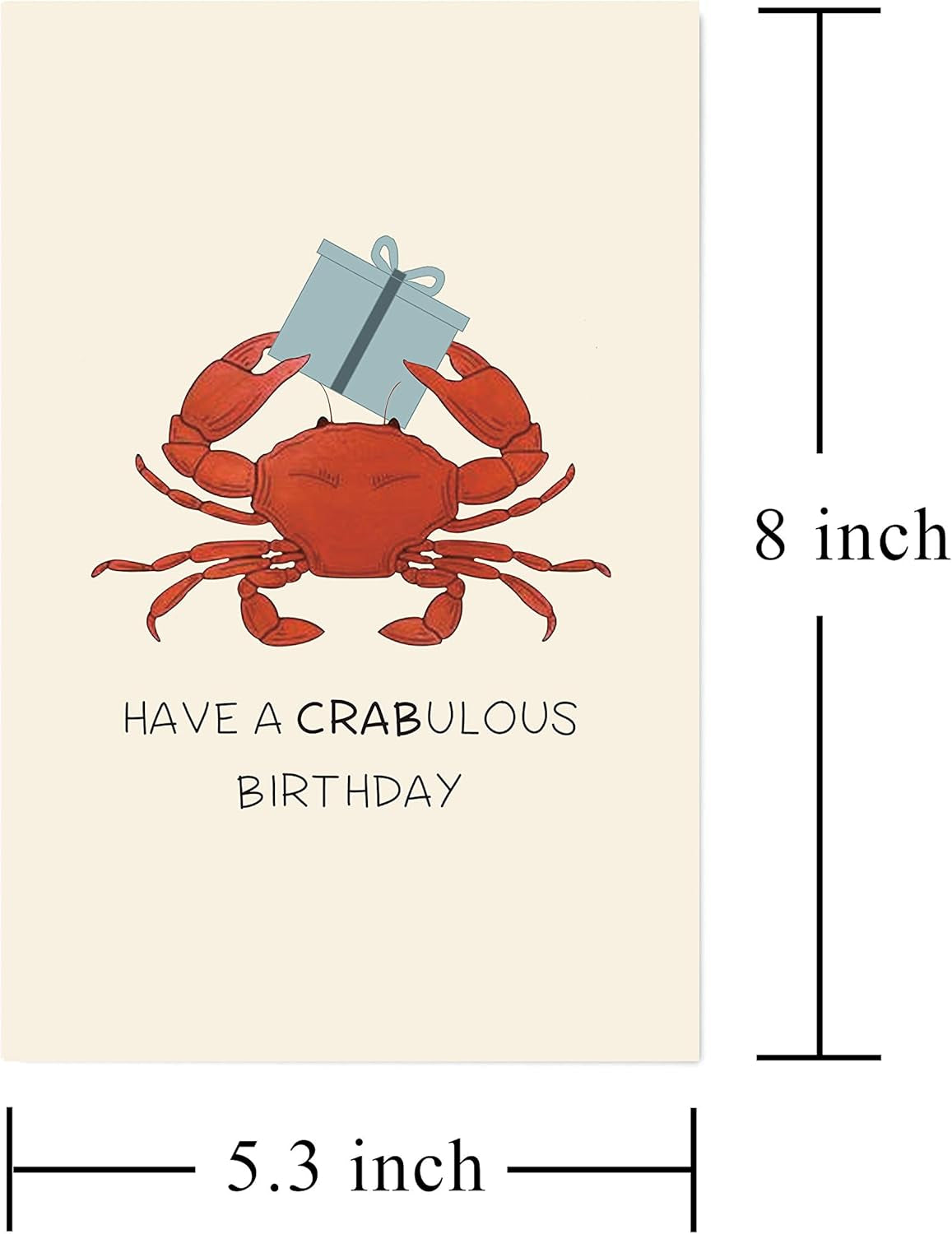 Funny Birthday Card, Crab Birthday Card for Uncle Aunt Him Her, Pun Animal Bday Card, Have a Crabulous Birthday