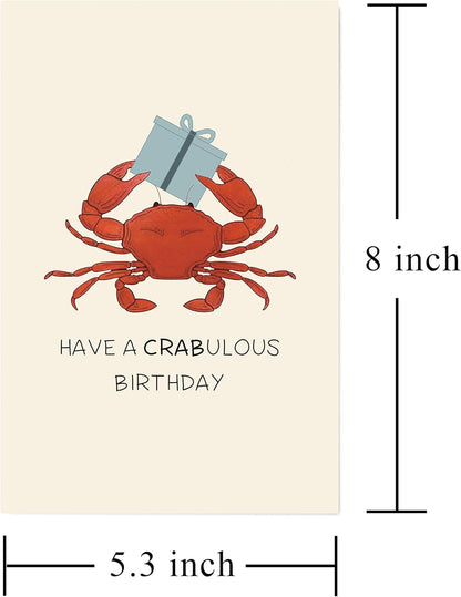 Funny Birthday Card, Crab Birthday Card for Uncle Aunt Him Her, Pun Animal Bday Card, Have a Crabulous Birthday