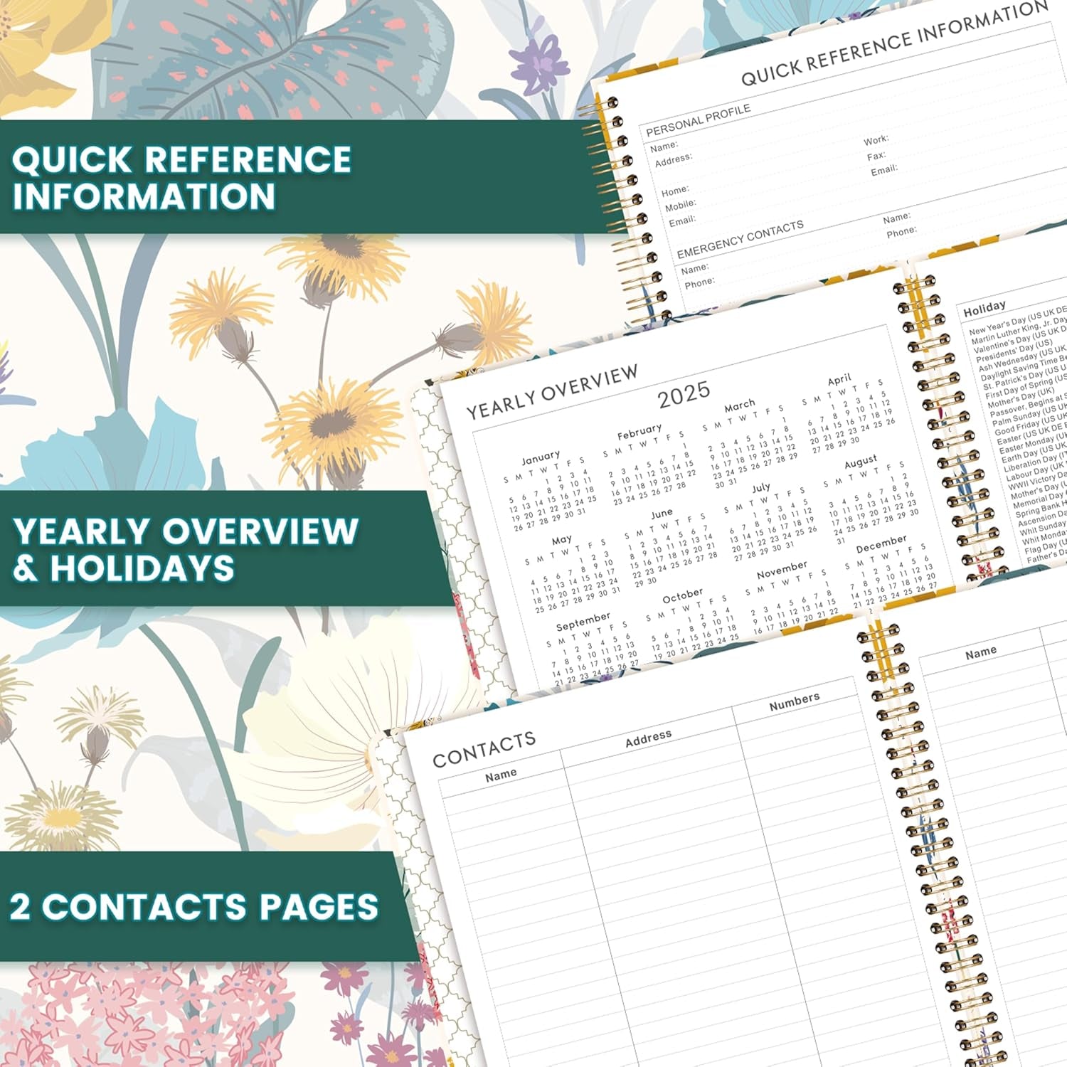 2025 Planner - Planner 2025 Weekly and Monthly, 9" X 11", Jan. 2025 - Dec. 2025, 2025 Hardcover Planner Spiral Bound, 12 Monthly Tabs, Elastic Closure