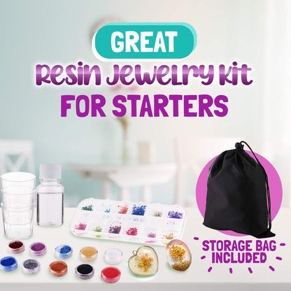 Resin Jewelry Making Starter Kit - Resin Kits for Beginners with Molds and Resin Jewelry Making Supplies - Silicone Casting Mold, Tools Set Clear Epoxy Resin for DIY Jewelry