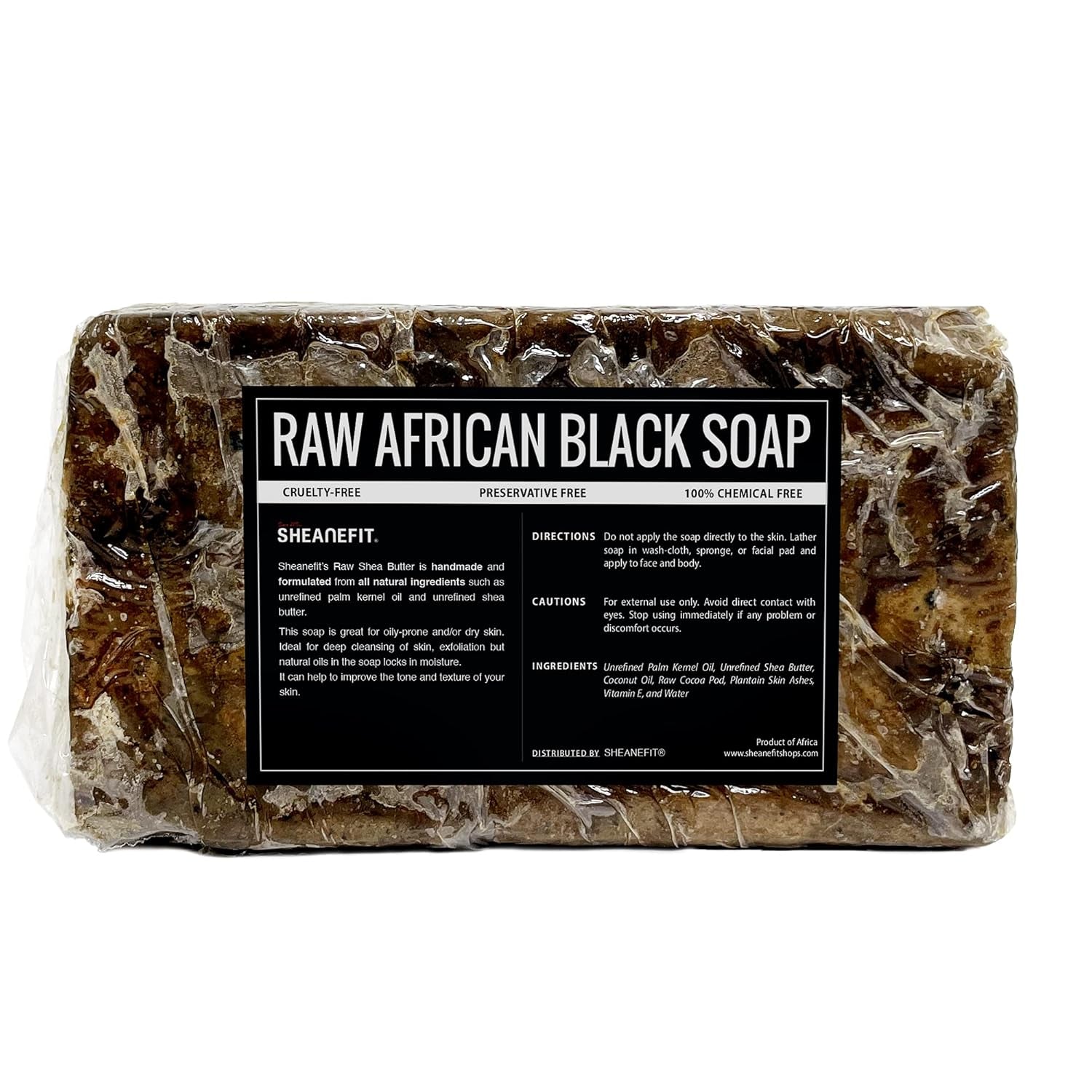 Raw African Black Soap Bar - for All Skin Types - Face, Body, Hair Soap Bulk Bars (1 Pound)