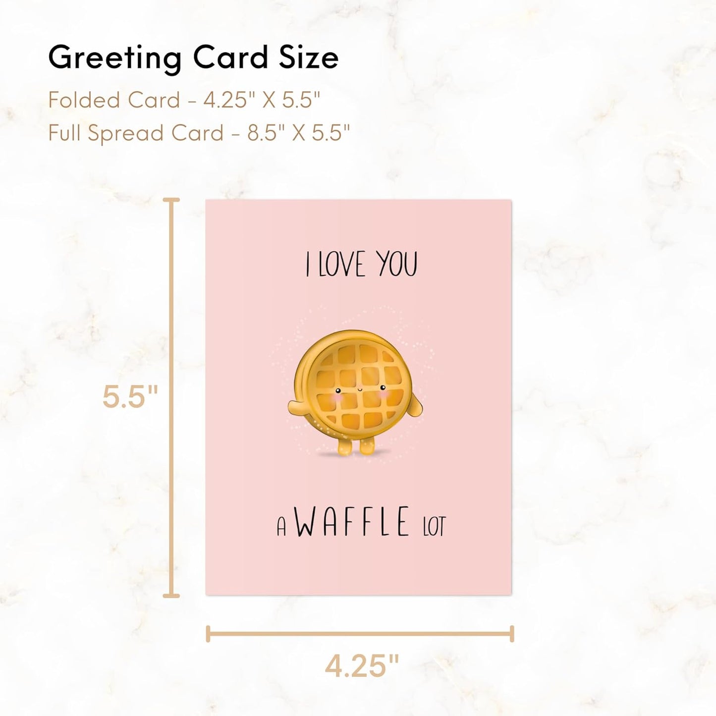 Valentines Day Anniversary Card for Her Him/Girlfriend Wife/Husband Boyfriend, Friendship Thank You Birthday Vday Kawaii Greeting Card (I Love You a Waffle Lot)