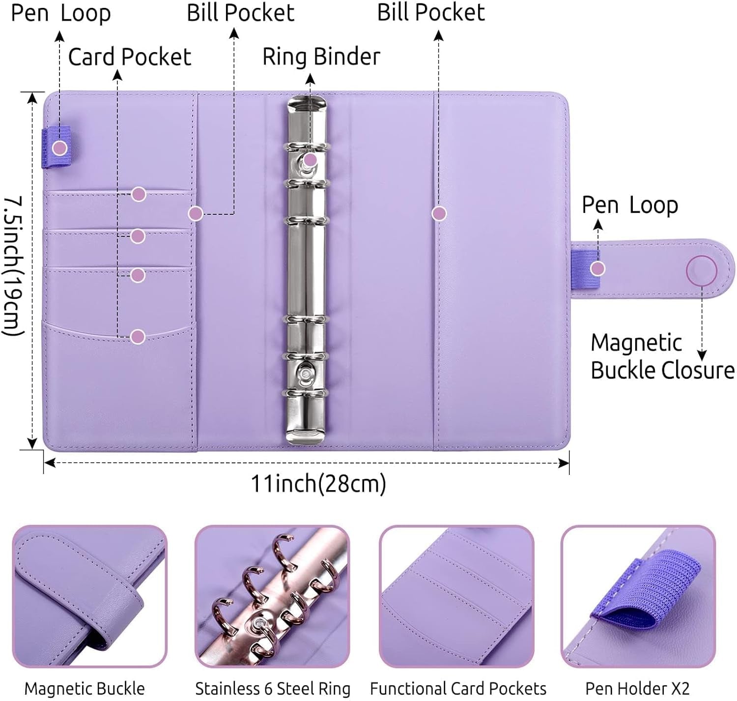 Budget Binder, Money Saving Binder with Zipper Envelopes, Cash Envelopes and Expense Budget Sheets for Budgeting