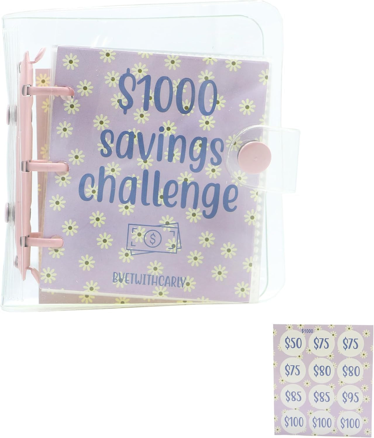 1000 Savings Challenge Binder, Monthly Money Savings Challenges Book with Envelopes, Portable Money Saving Budget Binder Book Organizer for 1000 Cash Stuffing, Reusable(Purple)