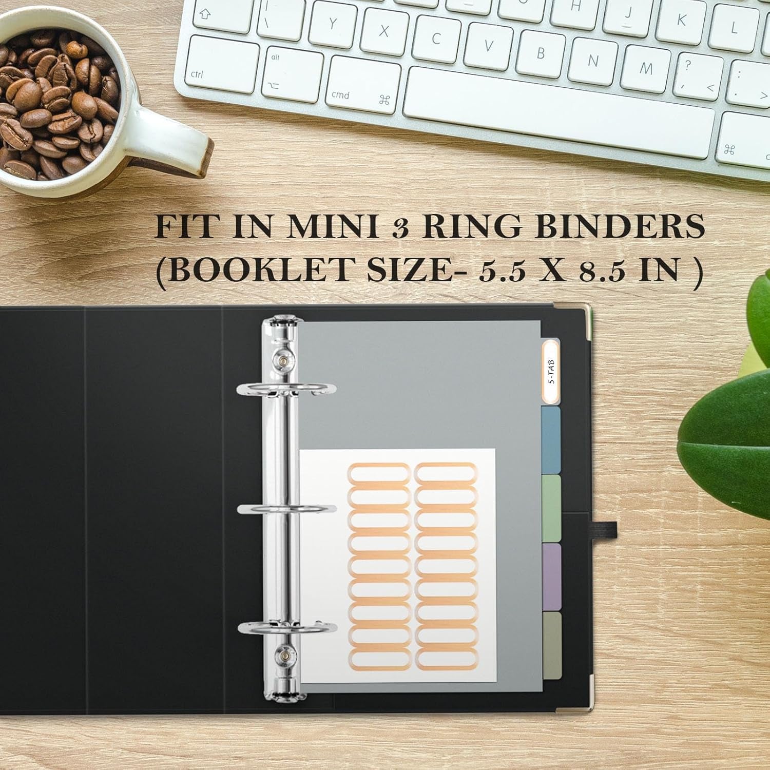 Mini Binder Dividers with Tabs，Durable Paper Dividers for 3 Ring Mini Small Binder，5 Tab(5.5" * 8.5")