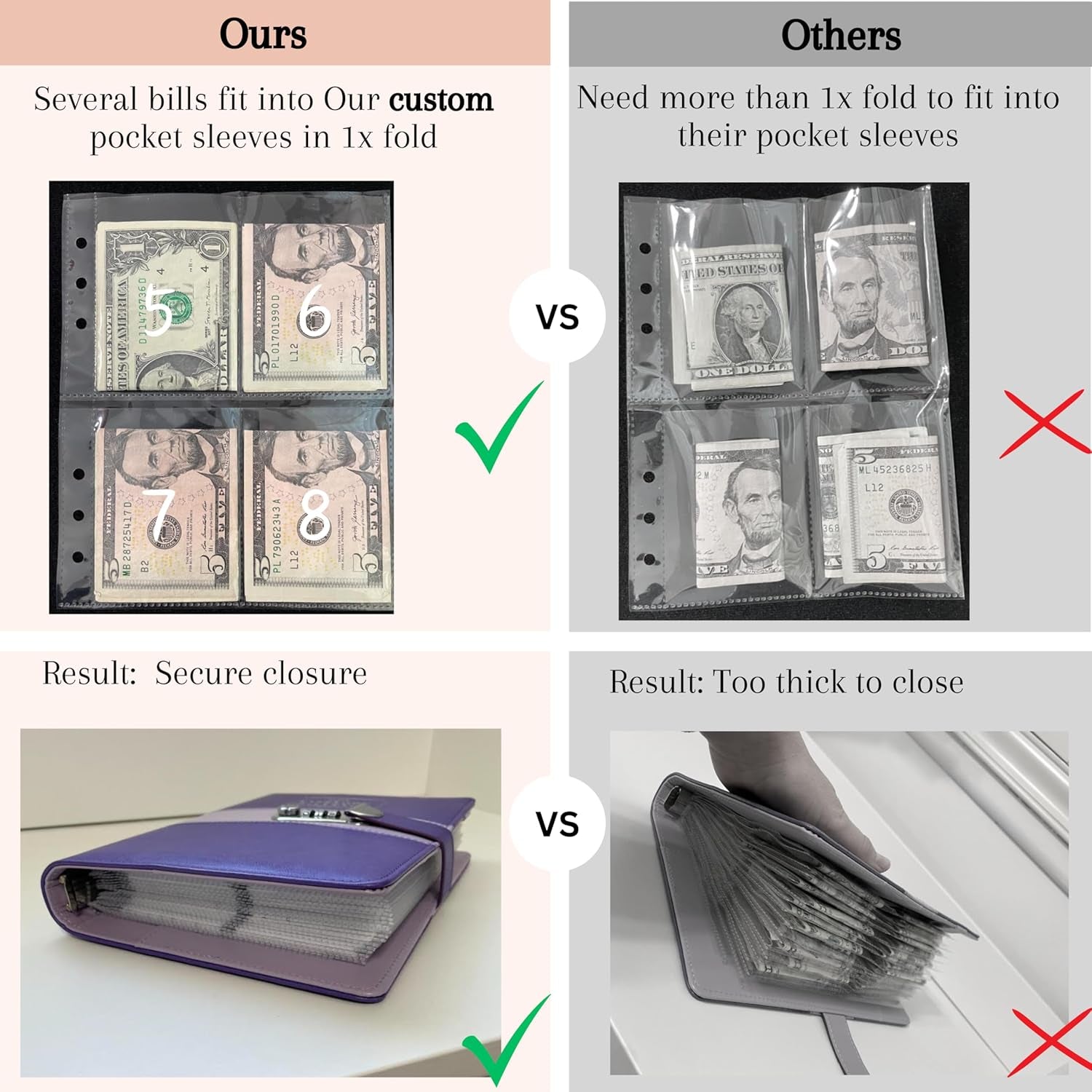 100 Envelopes Money Saving Challenge Binder with Code Lock, and Laminated Tracker, A5 Budget Binder with Cash Envelopes, Easy and Fun Way to save $5050 (Purple)