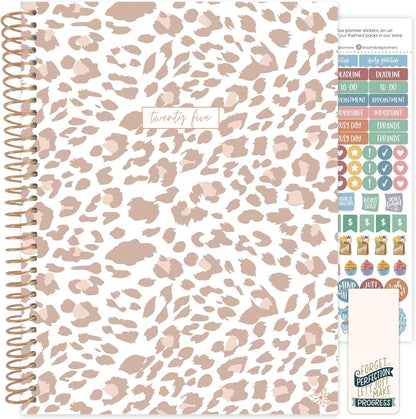 2025 (8.5" X 11") Calendar Year Day Planner (January 2025 - December 2025) - Weekly/Monthly Dated Agenda Organizer with Stickers & Tabs - Tan Leopard