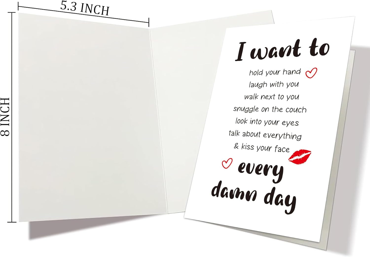 Rude Miss You Greeting Card, Romantic Long Distance Relationship Card, Valentine'S Day LDR Card, Deployment Card for Him Her Fiance, I Want to Kiss You Face Every Damn Day