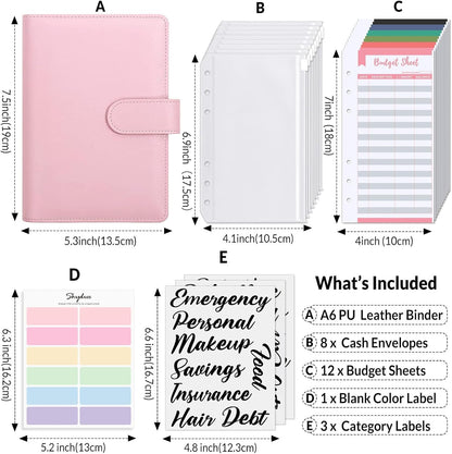 Budget Binder, Money Saving Binder with Zipper Envelopes, Cash Envelopes and Expense Budget Sheets for Budgeting