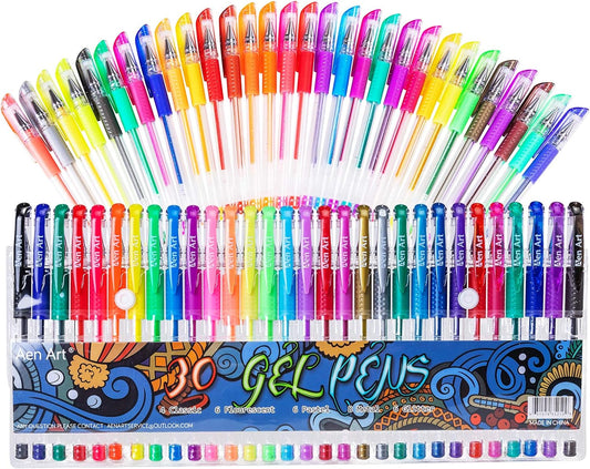 Gel Pens for Adult Coloring Books, 30 Colors Gel Marker Colored Pen with 40% More Ink for Drawing, Bullet Journaling, School Craft Supplies