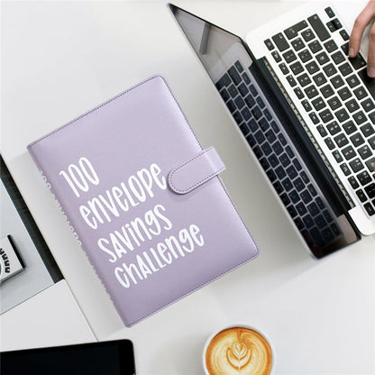 100 Envelope Challenge Binder Money Saving Binder, Easy and Fun Way to save $5,050, Cash Stuffing Binder Budget Planner Savings Challenge Book (Purple)