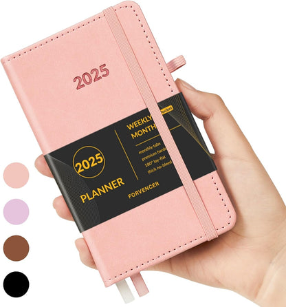 2025 Pocket Planner, Weekly and Monthly Planner for Purse 3.5" X 6", 12 Months (Jan 2025 - Dec 2025), Small PU Hardcover Daily Organizer Calendar Planner, Agenda Journal with Tabs for Women Travel Office Home School