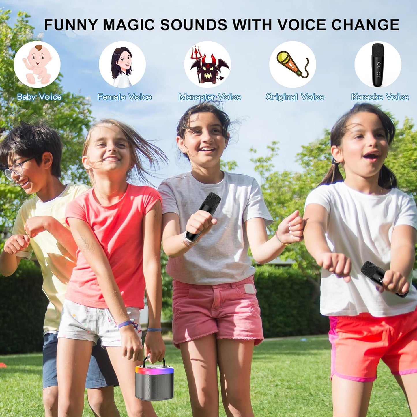 Mini Karaoke Machine for Kids: Portable Bluetooth Speaker with Wireless Microphone for Kids & Adults - Ideal Christmas Birthday Gift Music Toys for Girls Boys 4 5 6 7 8 9 10 11 12+ Years Old