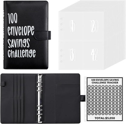 100 Envelopes Money Saving Challenge - Money Saving Binder, Savings Book with Cash Envelopes Easy and Fun Way to save $5,050, 100 Envelope Challenge Binder for Budgeting Money Saving