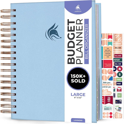 Budget Planner & Monthly Bill Organizer with Pockets. Expense Tracker, Budgeting Journal & Financial Book. Large, 8X9.5" (Lavender)