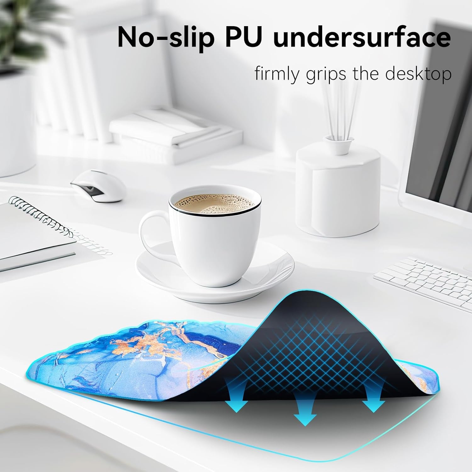 Mouse Pad with Wrist Rest Ergonomic Comfortable Pain Relief Mousepad Wrist Support for Computer Blue Marble