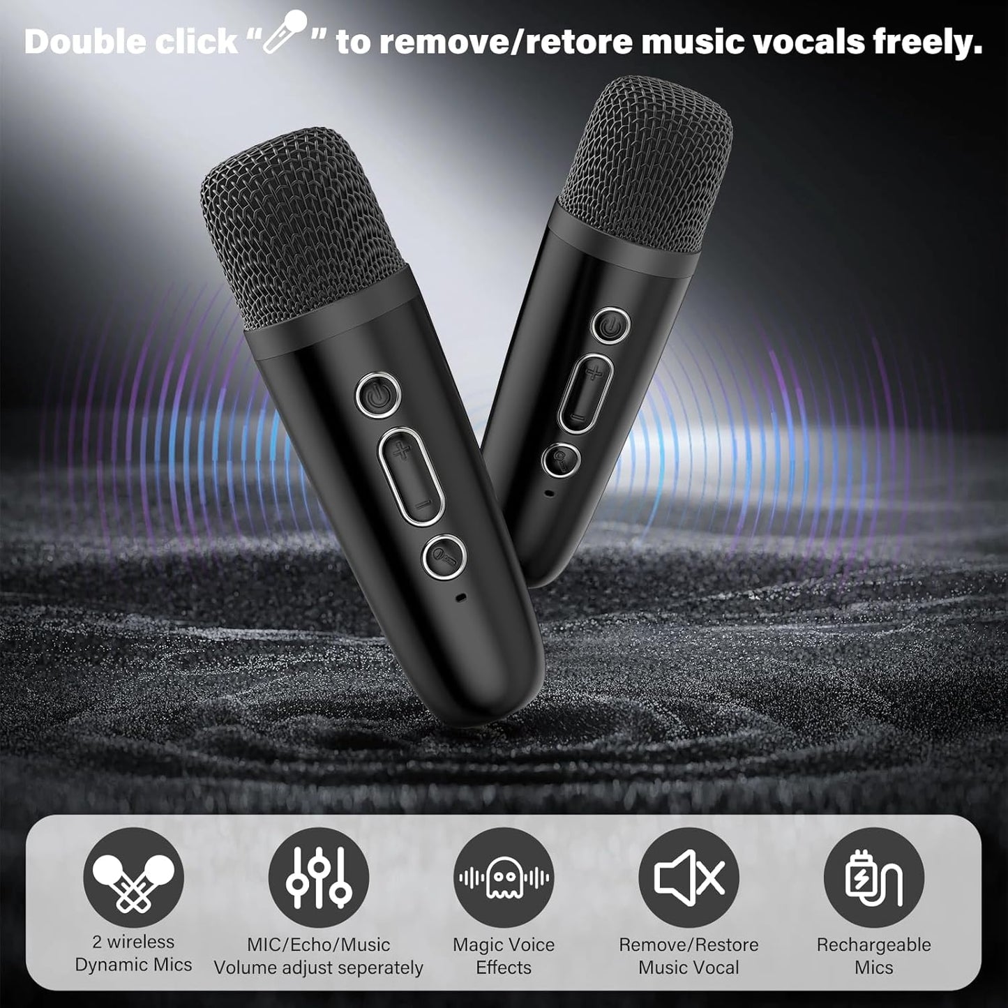 Mini Karaoke Machine for Kids: Portable Bluetooth Speaker with Wireless Microphone for Kids & Adults - Ideal Christmas Birthday Gift Music Toys for Girls Boys 4 5 6 7 8 9 10 11 12+ Years Old