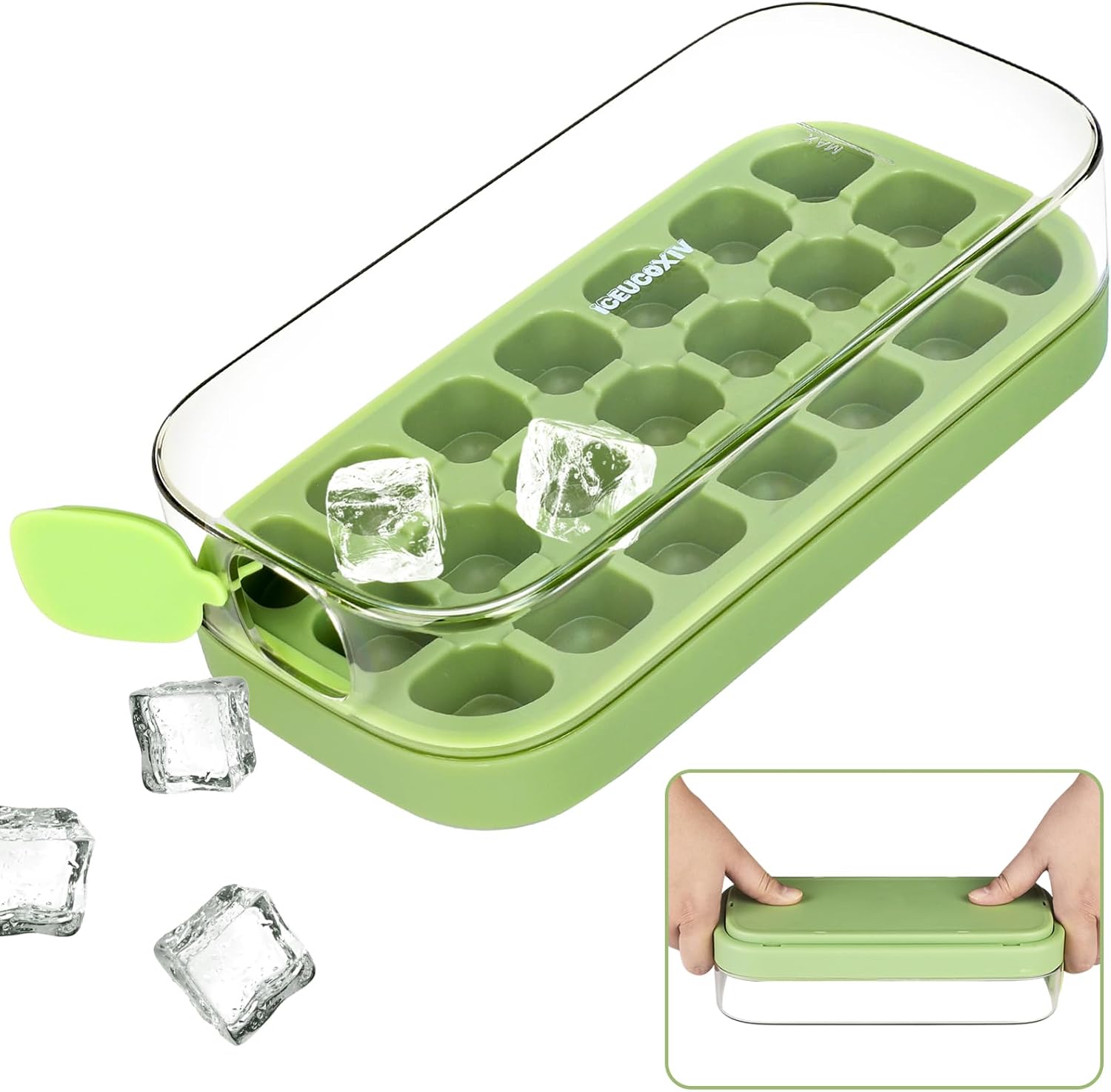 Ice Cube Tray, Easy Release Ice Mold - Silicone 21 Pcs Ice Cube Trays for Freezer - Ice Box for Cocktail, Tea, Coffee