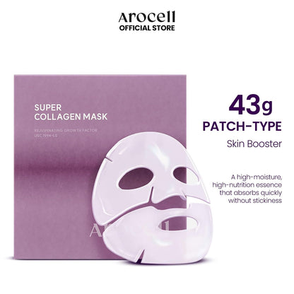 Super Collagen Mask 4 Facial Sheet Dual Matrix Hydrogel Masks with Low Molecular Weight Collagen for Elasticity Hydrating Anti-Aging Cooling Korean Skincare, 43G X 4Ea