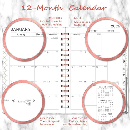 2025 Planner - Weekly Monthly Planner 2025, January. 2025 - December 2025, 8.43" X 6.3", 2025 Planner Weekly and Monthly with Tabs, Pocket