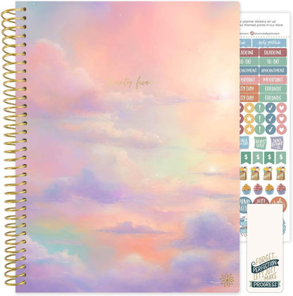 2025 (8.5" X 11") Calendar Year Day Planner (January 2025 - December 2025) - Weekly/Monthly Dated Agenda Organizer with Stickers & Tabs - Cotton Candy Clouds