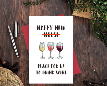 Happy New Home Card, Congrats New House Greeting Card, Funny Housewarming Card for Friend Relative Neighbor