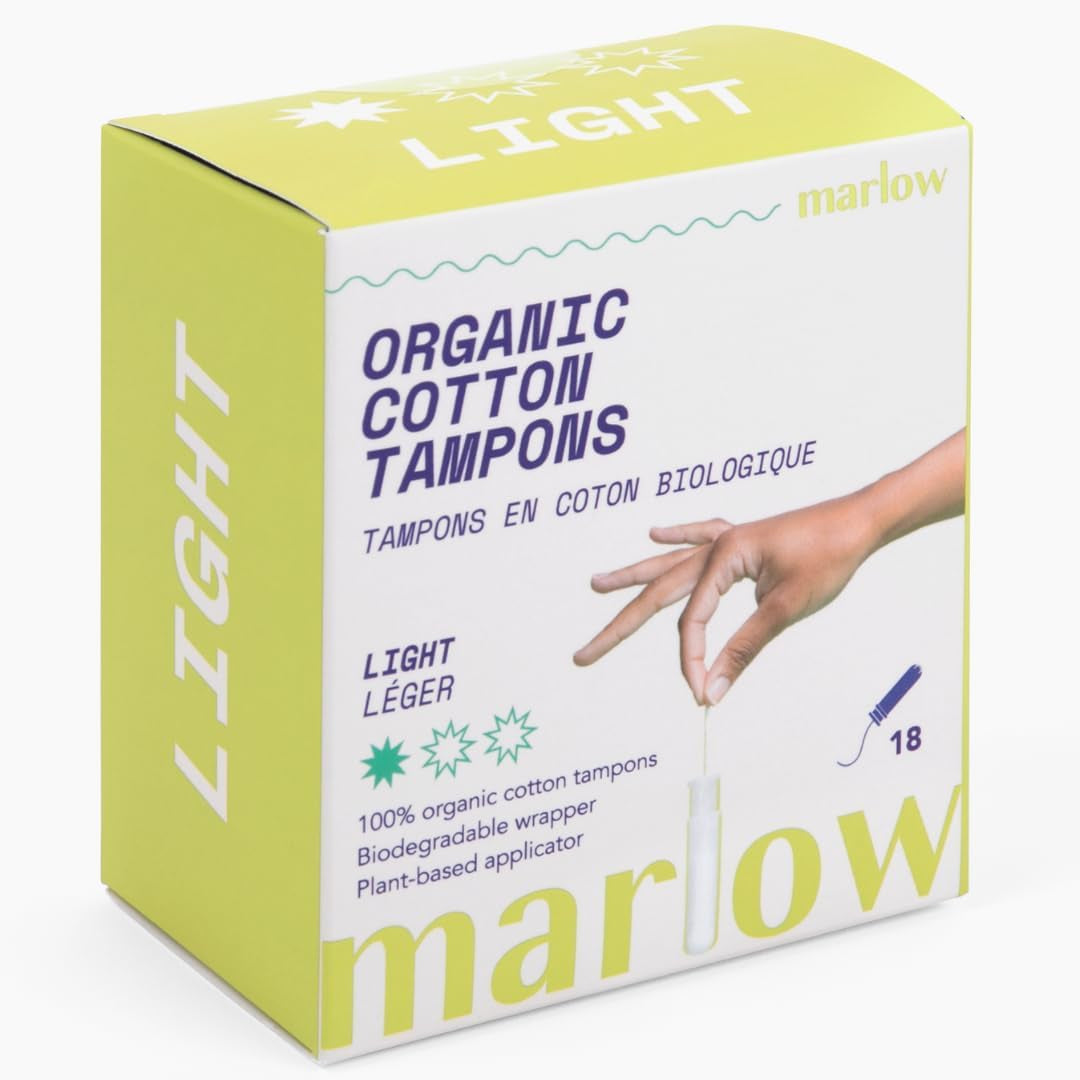 Award Winning 100% Organic Cotton Easy Glide Tampons with Compact Plant Based Applicator | Biodegradable Wrapping | 18 Count, Fragrance Free, Chlorine Free, Toxin Free | Light Tampon | by