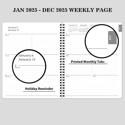 2025 Planner - Planner 2025, 7.7" X 9.8", 2025 Planner Weekly & Monthly, Strong Twin-Wire Binding, round Corner, Improving Your Time Management Skill