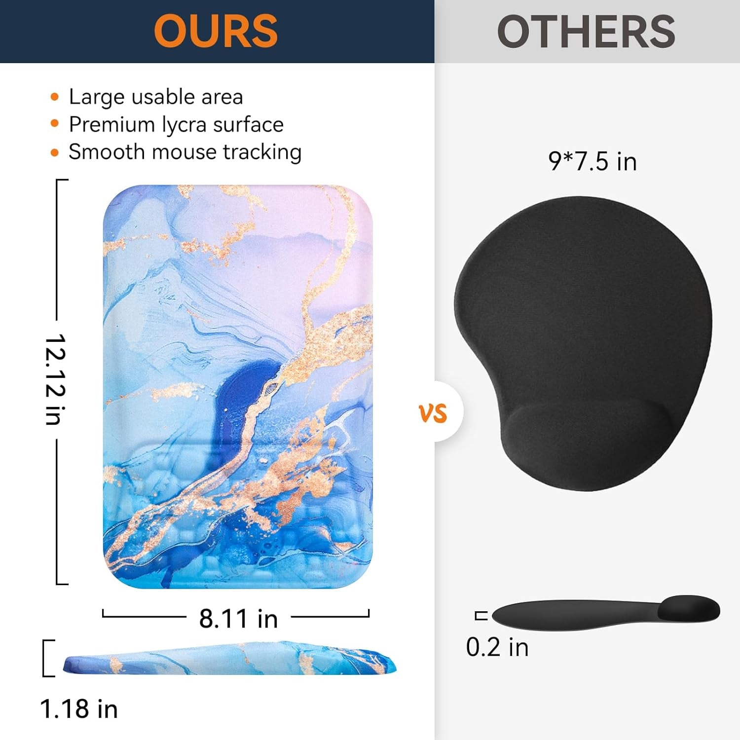 Mouse Pad with Wrist Rest Ergonomic Comfortable Pain Relief Mousepad Wrist Support for Computer Blue Marble