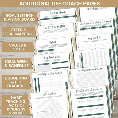 2025 Hardcover Calendar Year Goal & Vision Planner (January 2025 - December 2025) - Monthly/Weekly Column View Agenda Organizer - 7.5" X 9" - Garden Party, Beige