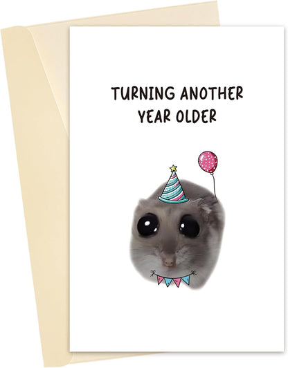 Sad Hamster Meme Birthday Card, Funny Cute Hamster Bday Card for Him Her, Hilarious Turning Another Year Older