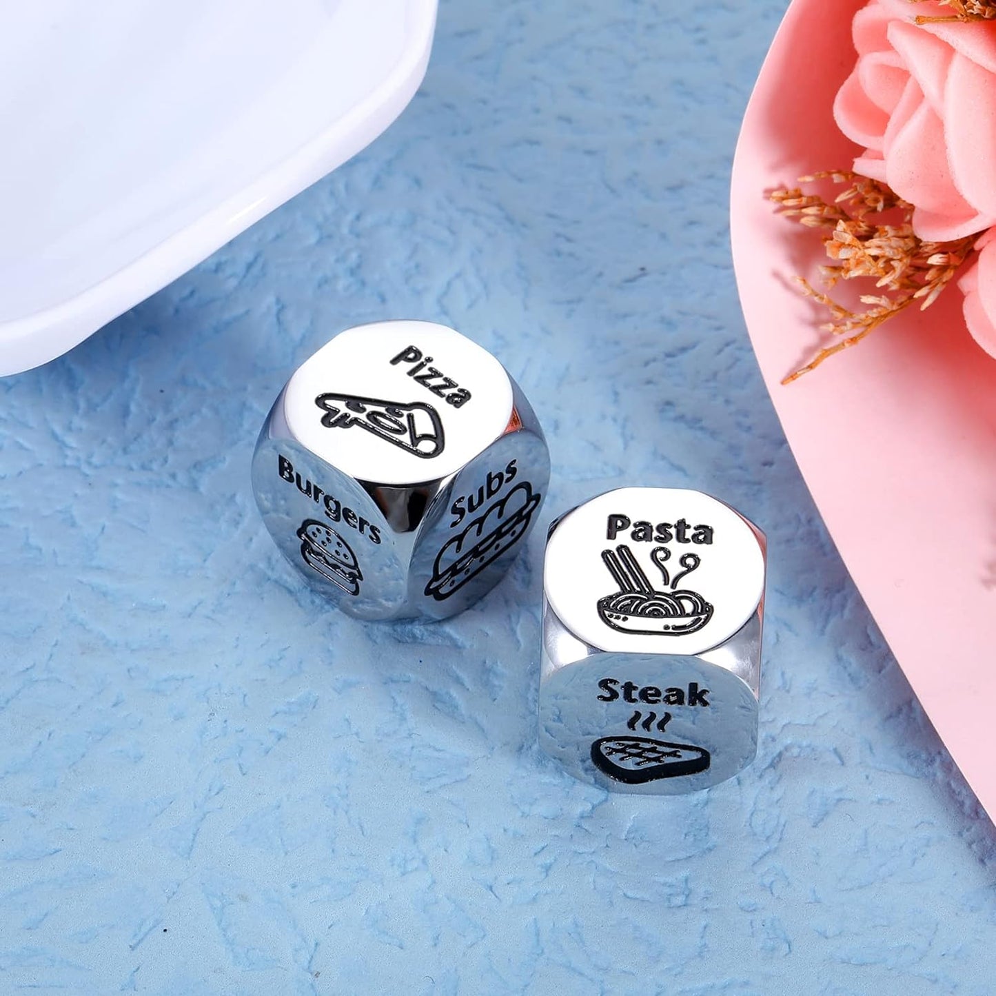 2 Pcs Anniversary Date Night Gifts for Couples Food Dice Christmas Birthday Gifts for Husband Wife Boyfriend Girlfriend Valentines Day Gifts for Him Her Funny Gifts for Men Women Couples Gift Ideas