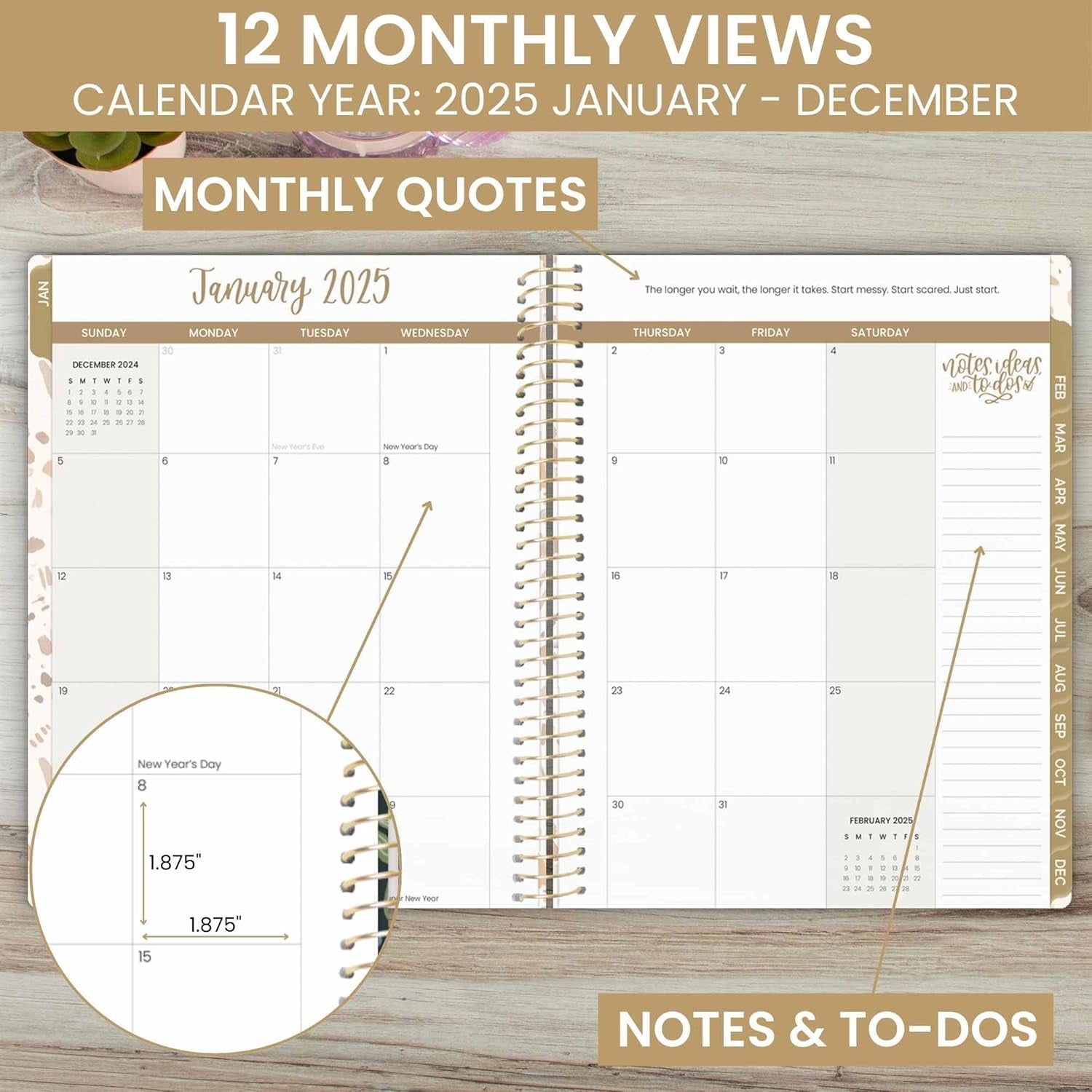 2025 (8.5" X 11") Calendar Year Day Planner (January 2025 - December 2025) - Weekly/Monthly Dated Agenda Organizer with Stickers & Tabs - Moments of Grace