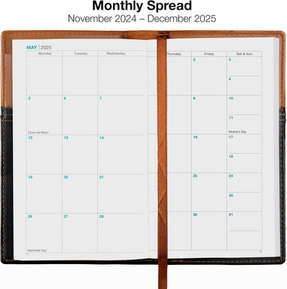 2025 Pocket Planner/Pocket Calendar, 3.5"X6": Includes 14 Months (November 2024 - December 2025) / 2025 Weekly Planner/Weekly Agenda/Monthly Calendar Organizer (Brown/Black)