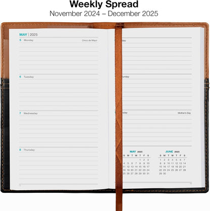 2025 Pocket Planner/Pocket Calendar, 3.5"X6": Includes 14 Months (November 2024 - December 2025) / 2025 Weekly Planner/Weekly Agenda/Monthly Calendar Organizer (Brown/Black)