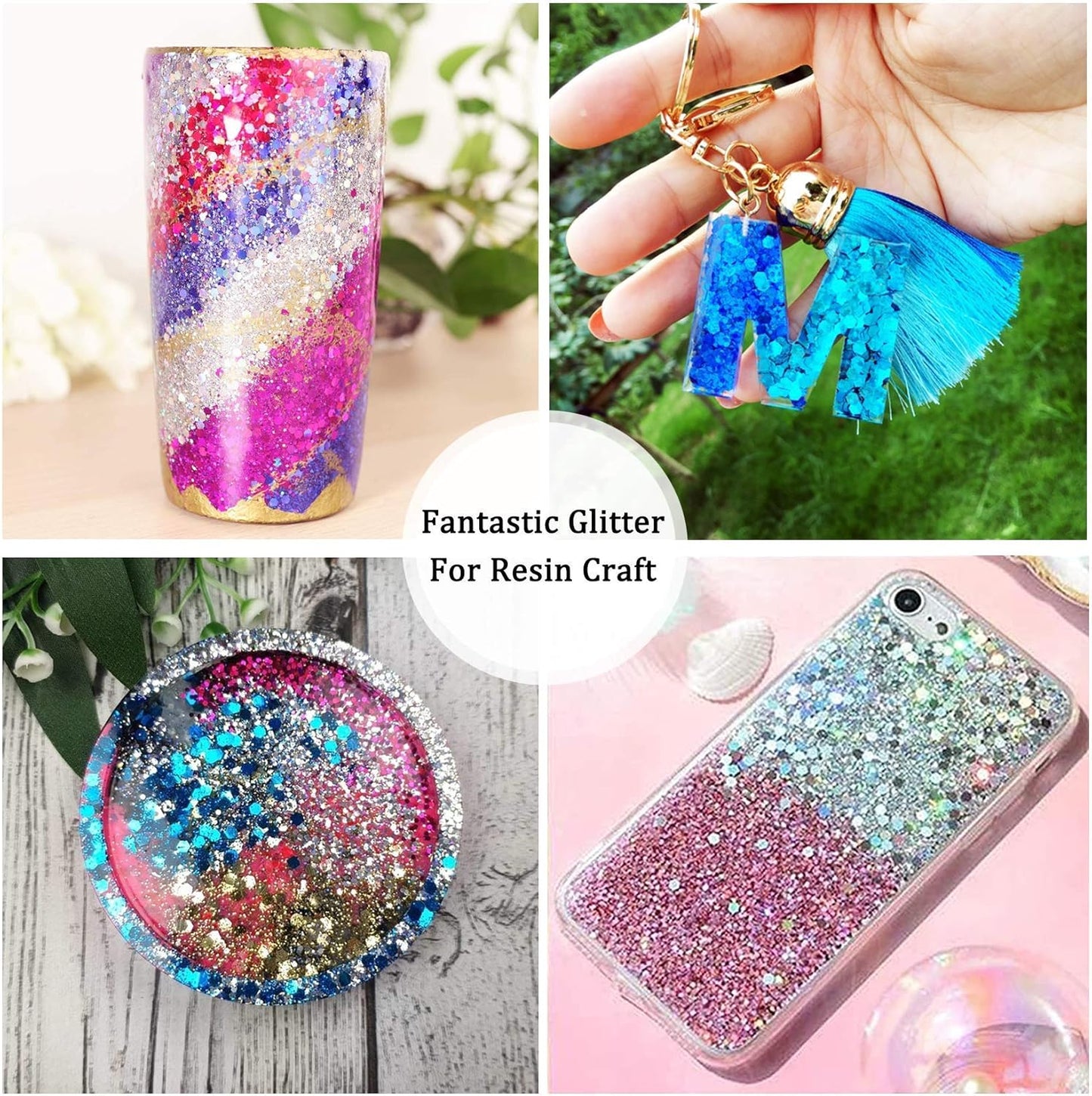 100G Holographic Chunky Glitter, Cosmetic Mixed Hexagon Chunky & Fine Craft Glitter Resin Sequins for Epoxy Glass, Resin Art, Body, Hair, Face, Nail, Slime, Tumblers, Festival Party - Silver