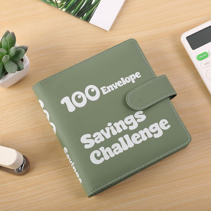 100 Envelopes Money Saving Challenge, Small 1000 Savings Challenge Binder with Cash Envelopes, Budget Binder for Budgeting and Organizing, Easy & Funny Way to save $1000, Green